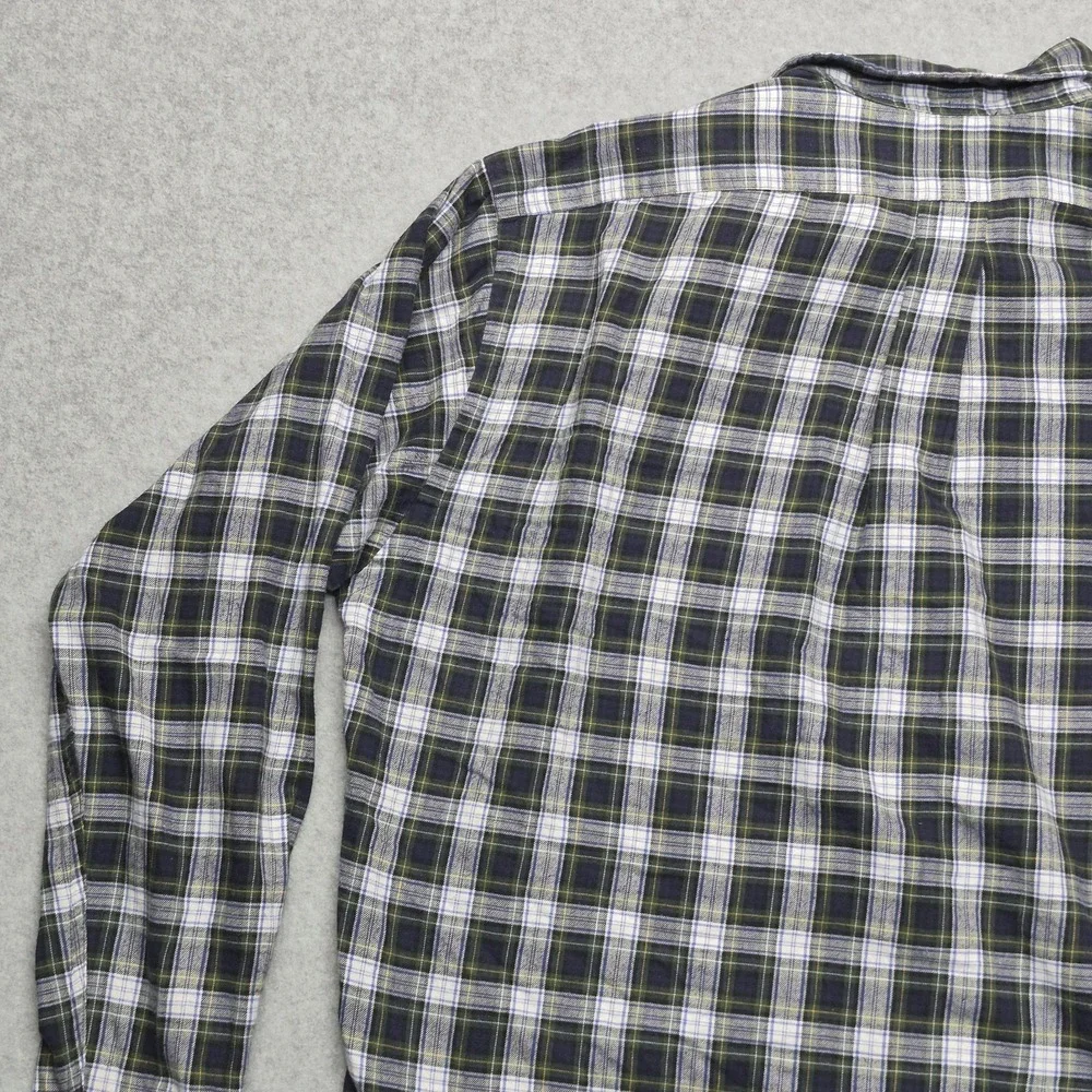 VTG Polo Ralph Lauren Elliott Shirt Mens M Blue White Plaid Button Down Cotton